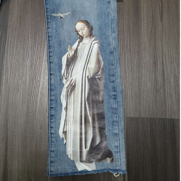MNML dopamine button fly denim jeans Art to wear angel Mary Renaissance size 31 - Picture 3 of 6